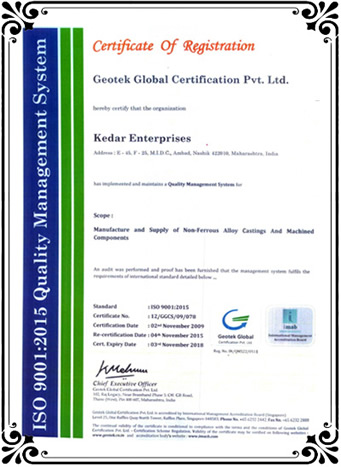 ISO 9001 : 2015 Certificate